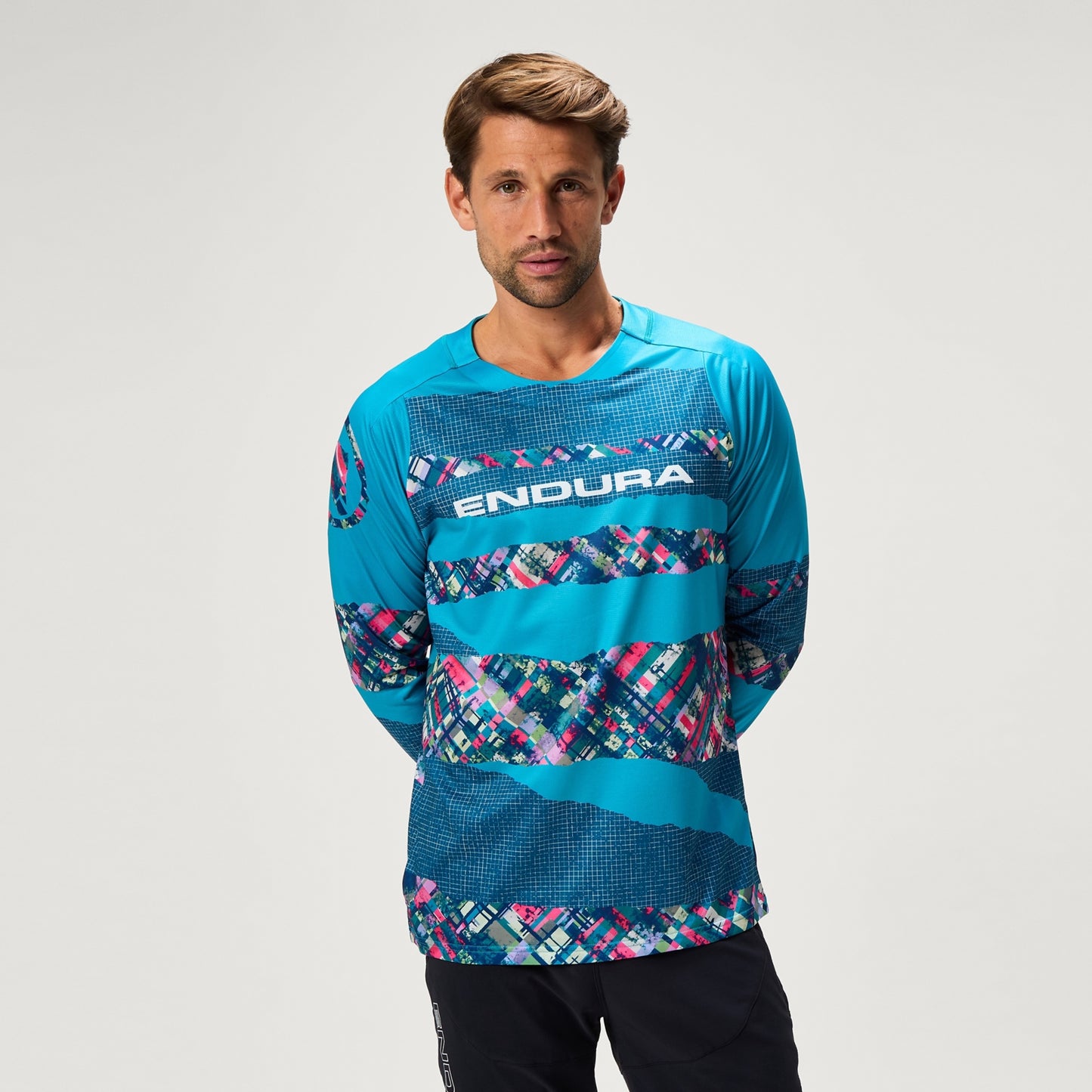 Endura Maillot Patchwork LTD Printed L/S, Barra azul, M