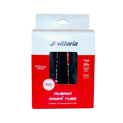 Vittoria Pack 2 Cubiertas Rubino V Negro 30-622/700x30c G2 Plegable con 2 Cámaras