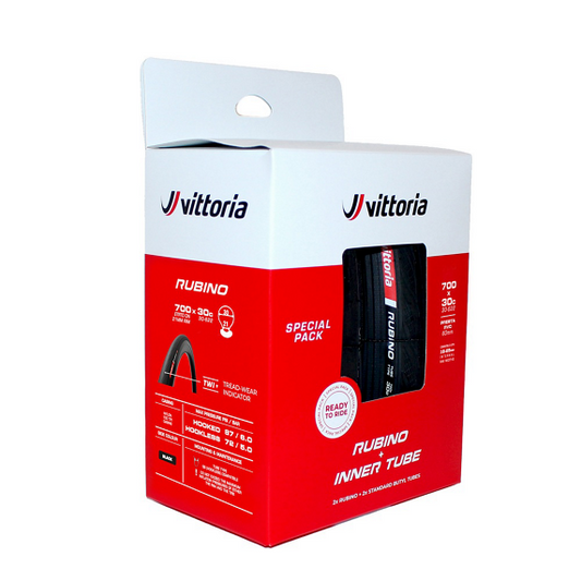 Vittoria Pack 2 Cubiertas Rubino V Negro 30-622/700x30c G2 Plegable con 2 Cámaras