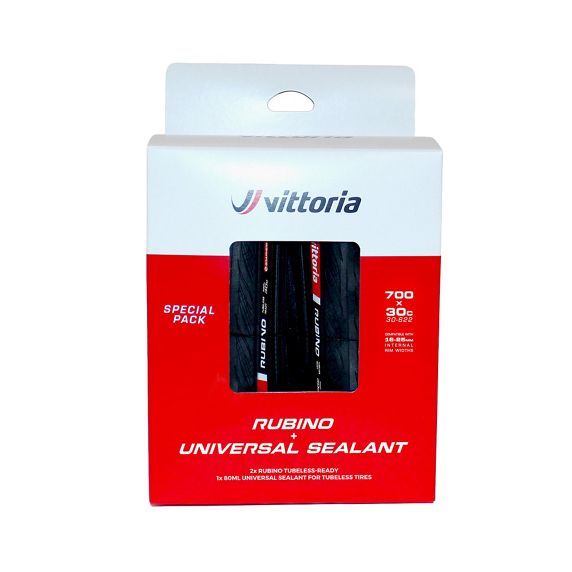 Vittoria Pack 2 Cubiertas Rubino V Negro TP 30-622/700x30c c/Sellante 80ml