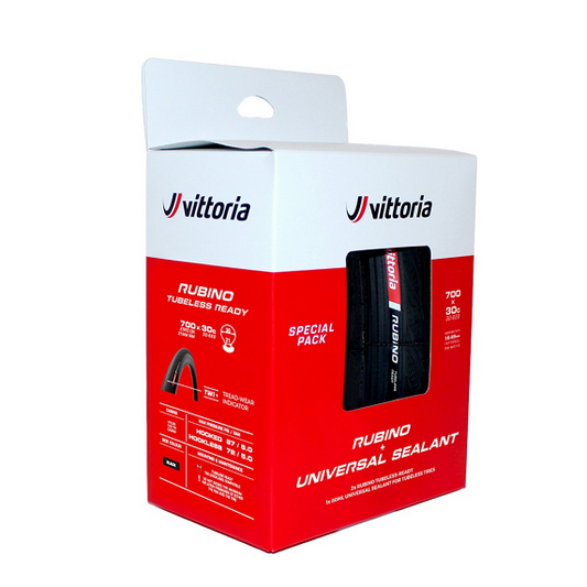 Vittoria Pack 2 Cubiertas Rubino V Negro TP 30-622/700x30c c/Sellante 80ml