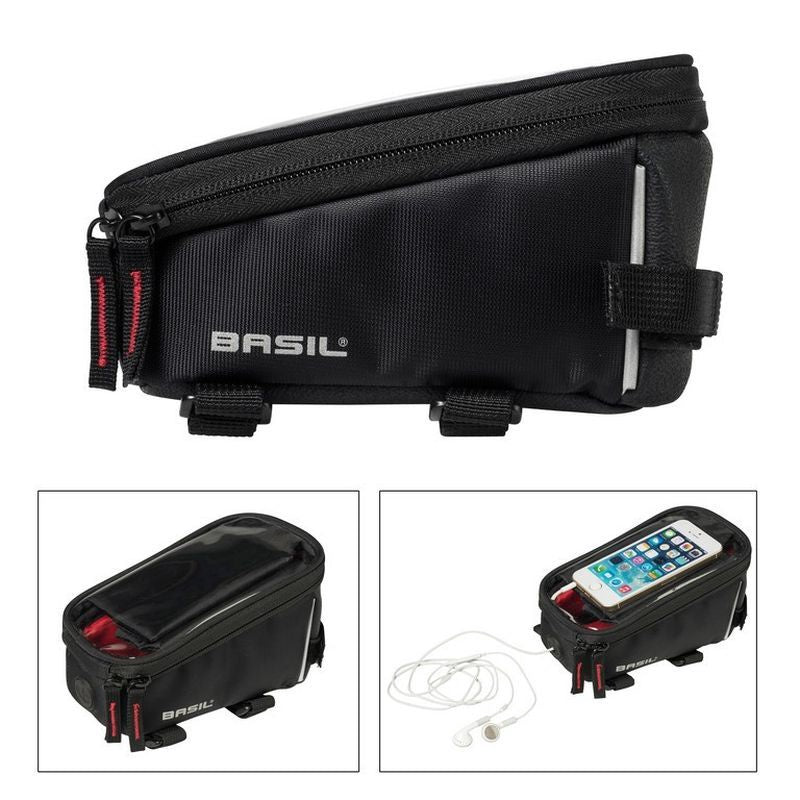 Basil Bolsa Cuadro Telefono con Velcro / Impermeable / Reflectante / Negro 1L(19x11x11)