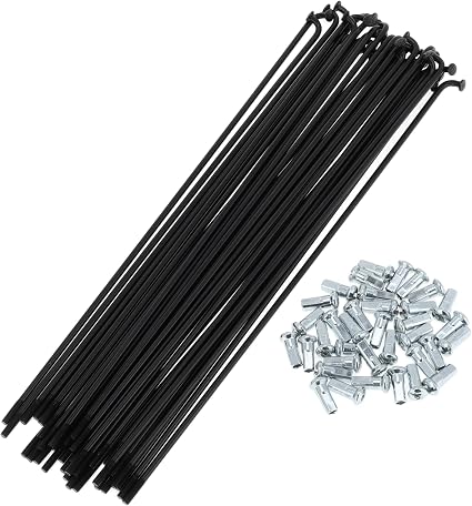 ABSOPRO Radios para Bicicleta 12g, Acero Al Carbono, Negro, 175mm
