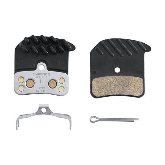 Shimano Pastilla metálica H03C-MF con aleta y muelle con pasador de aletas (par)