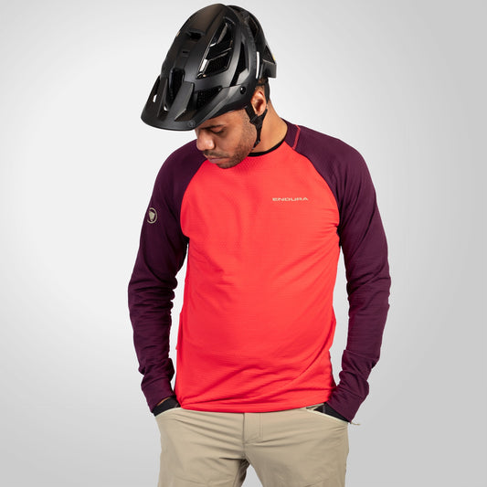 Endura Camiseta SingleTrack exterior térmica M/L, aubergine, M