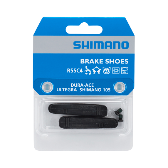Shimano Juego de Zapatas de Freno de Tipo Cartucho R55C4 y Tornillos de Fijación (par)