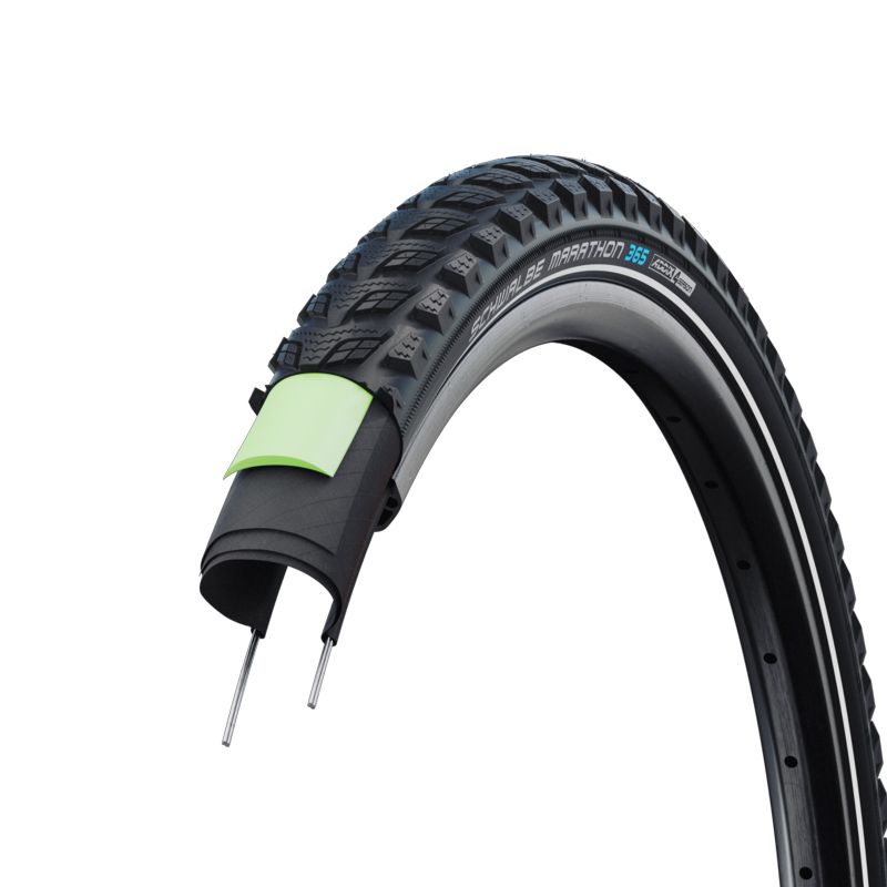 Schwalbe Cubierta Marathon 365 HS475 Perf. GreenGuard Addix 4Season Rigida Negro Reflec. 55-406 20x2.15